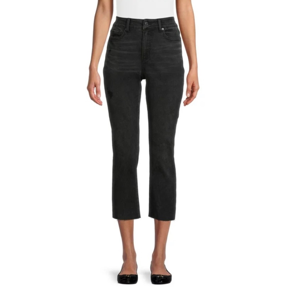 🆕 Time and Tru Women's High Rise Frayed Straight Crop Jeans Size Avail 4, 14, 16